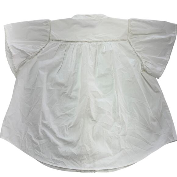 Rebecca Minkoff Top Womens Large White Natalia Button Down Blouse Cottage Cotton - Picture 2 of 9